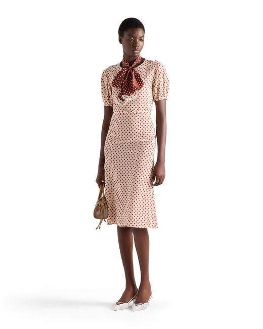 Prada Pink Polka-Dot Marocain Dress