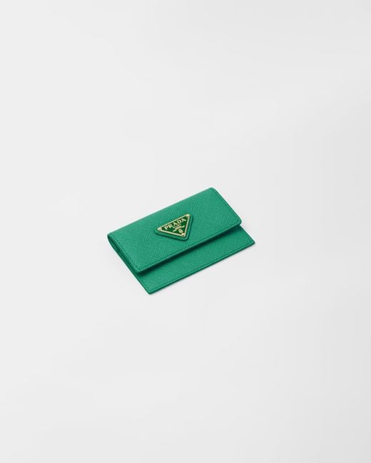 Prada Green Saffiano Leather Card Holder