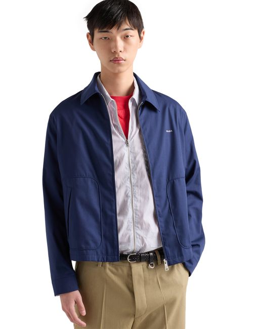 Prada Technical Cotton Zipper Blouson Jacket, Bluette for men