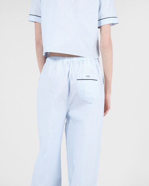 Prada White Striped Chambray Trousers