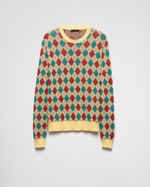 Pull À Col Rond En Coton À Losanges Prada pour homme en coloris Multicolor