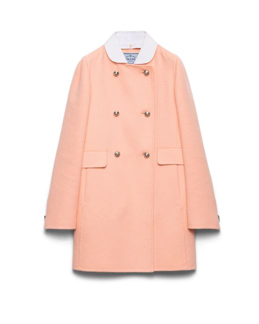Prada Pink Double-Breasted Lightweight Cashmere Peacoat