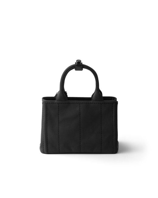 Prada Black Jardinière Small Cotton Canvas Bag