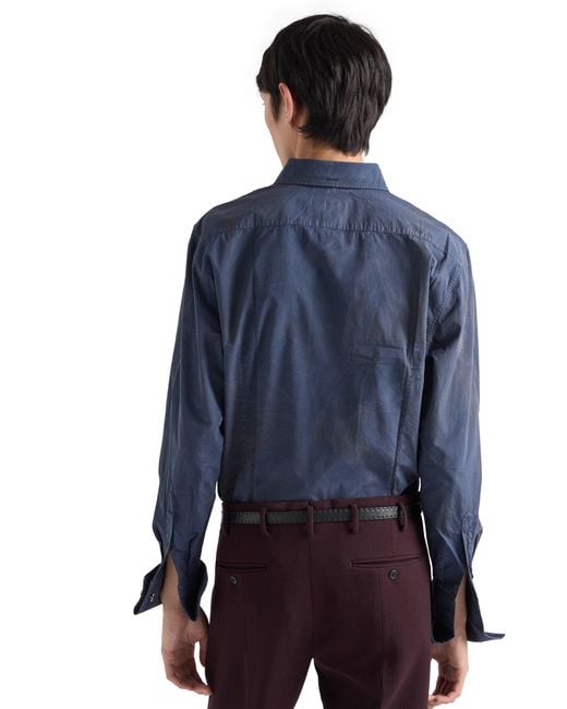 Prada Blue Cotton Shirt for men