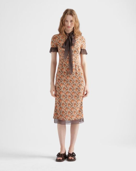 Robe À Fleurs Prada en coloris Natural