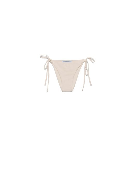 Prada White Jersey Bikini Bottom With Rhinestones