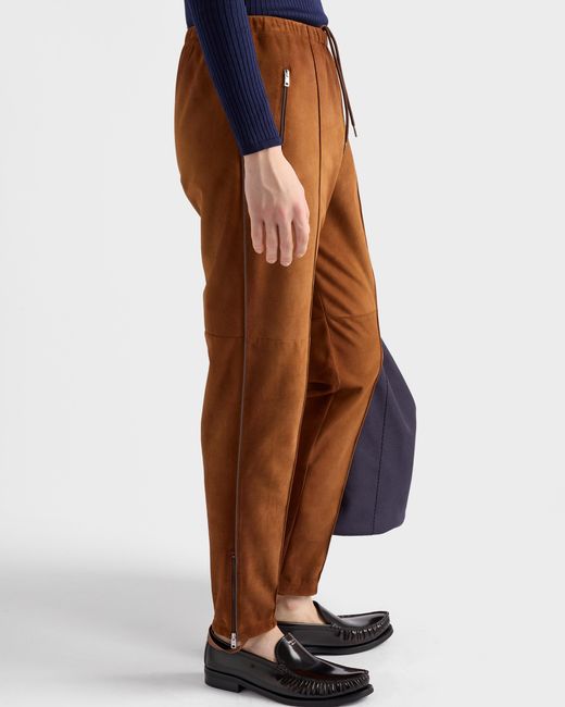 Prada Brown Suede Joggers for men