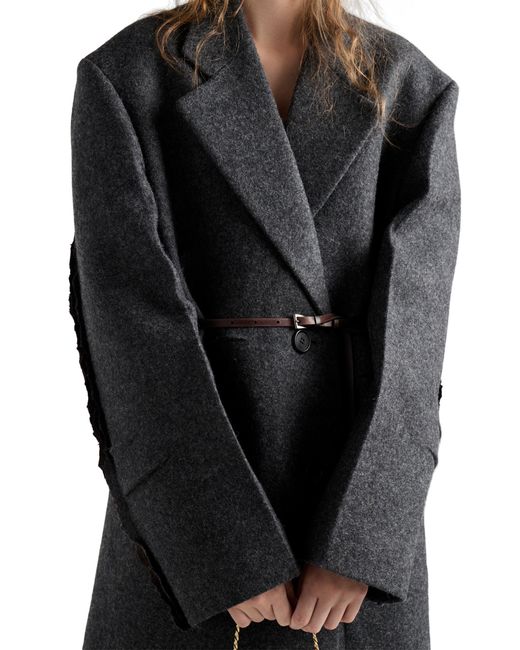 Prada Black Single-Breasted Shetland Wool Coat