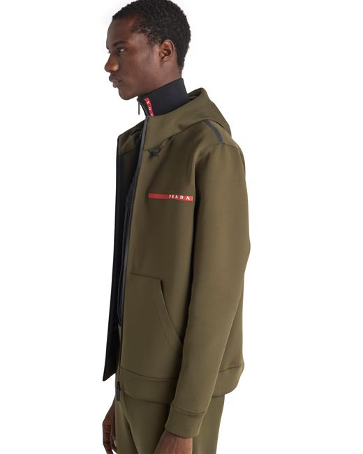 Prada Green Technical Fabric Hoodie for men