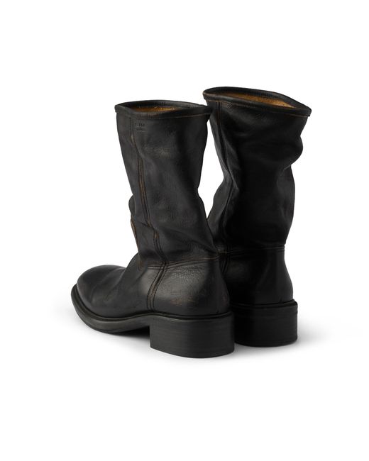 Prada Black Vintage-Effect Leather Boots, Size 34