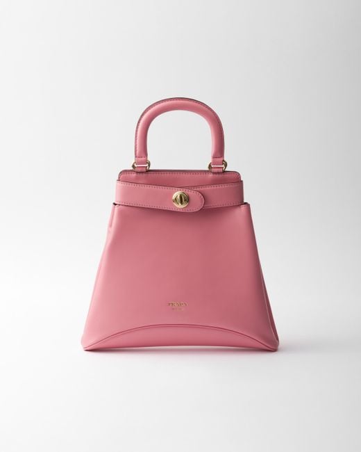 Prada Pink Etude Logo-Stamp Leather Tote Bag