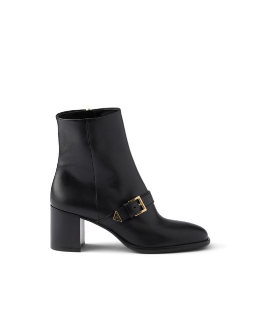Prada Black Leather Booties