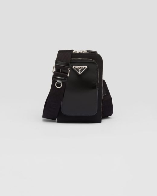 Prada Re nylon And Brushed Leather Smartphone Case in Black for