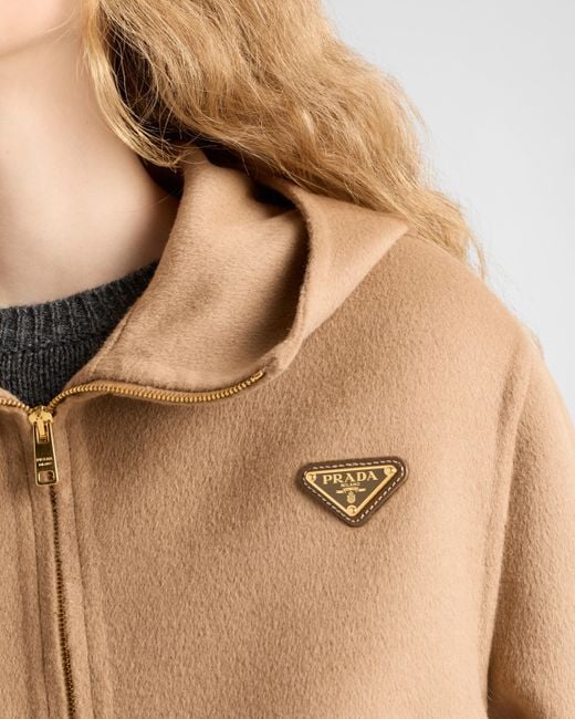 Prada Lightweight Cashgora Blouson Jacket in Natural | Lyst