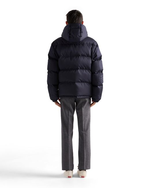 Prada Blue Medium-Weight Hooded Re-Nylon Down Jacket for men