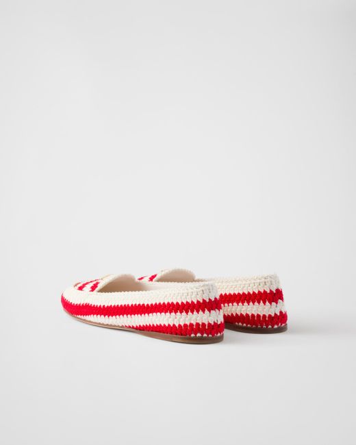 Prada White Crochet Loafers