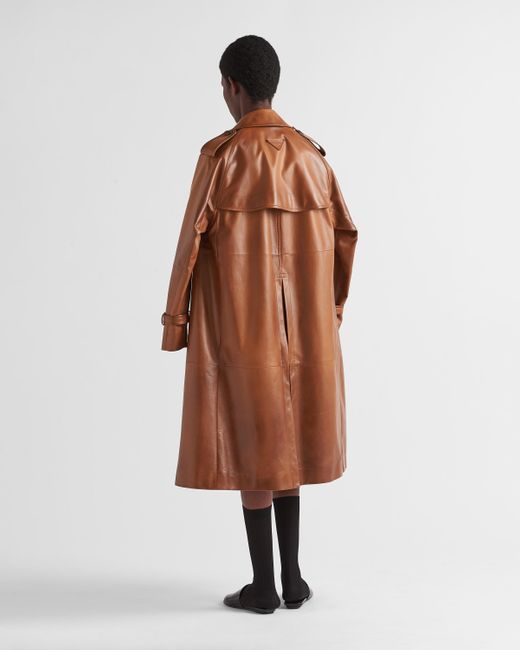Prada Brown Nappa Leather Coat