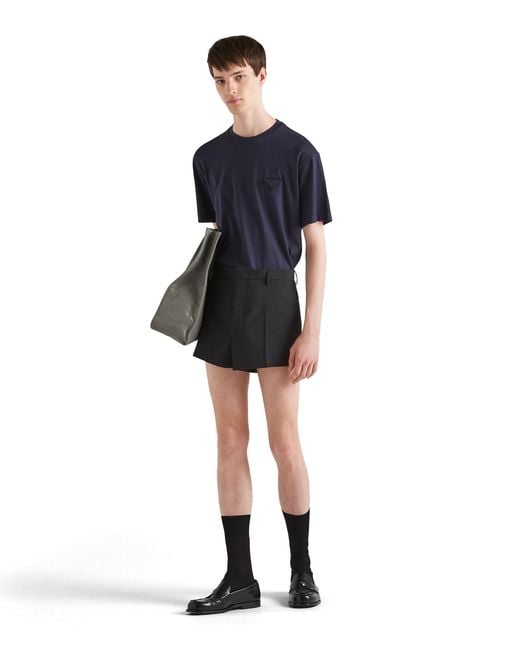 Prada Blue Cotton T-Shirt for men