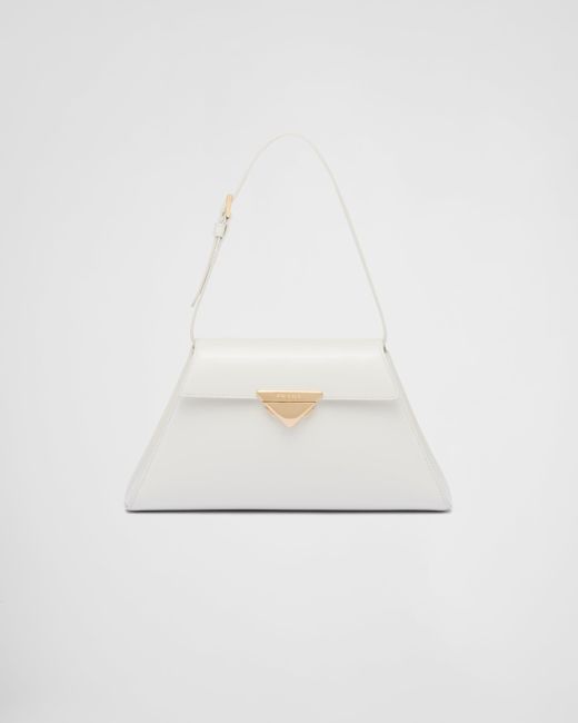 Prada White Medium Brushed Leather Handbag