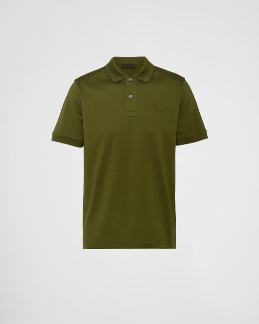 Prada Green Piqué Polo Shirt for men