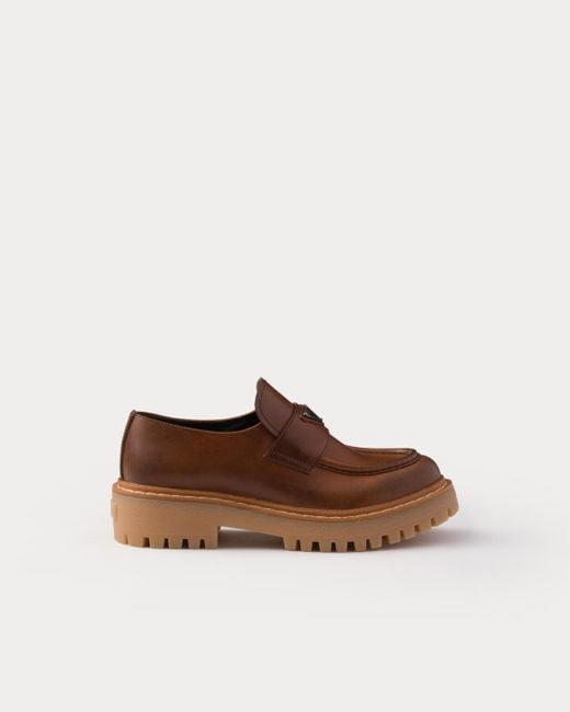 Prada Brown Leather Loafers