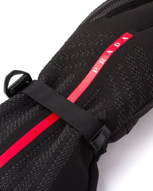 Prada Gefütterte 'Linea Rossa' Handschuhe in Black für Herren