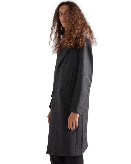 Prada Black Single-Breasted Wool Coat for men