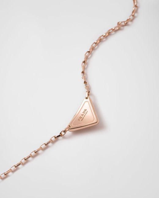 Prada White Eternal Gold Necklace In Pink Gold With Mini Triangle Pendant