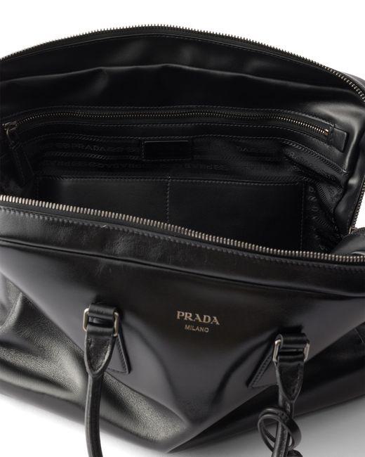 Prada Black Leather Work Bag for men