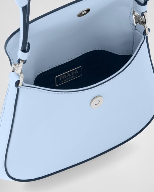 Prada Blue Cleo Mini-tasche Aus Gebürstetem Leder