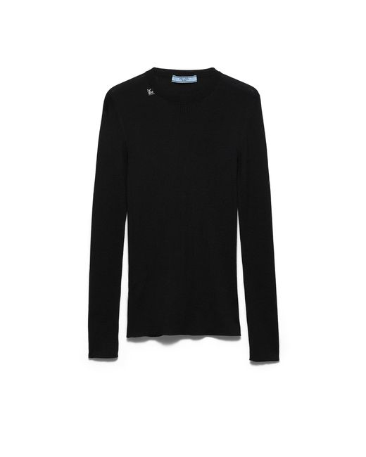 Prada Black Virgin Wool Crewneck T-Shirt