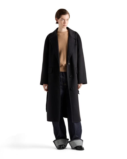 Abrigo De Cashgora De Botonadura Simple Prada de color Black