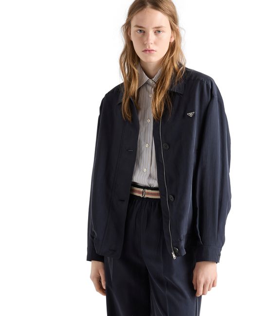 Prada White Embroidered Striped Poplin Shirt