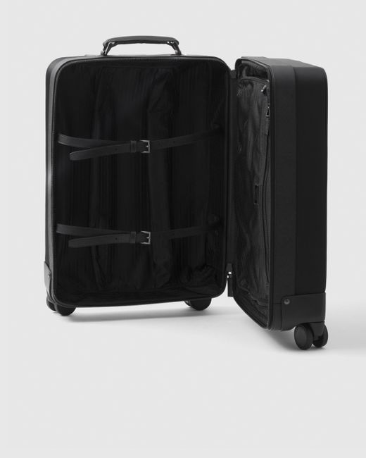 Prada Black Re-nylon And Saffiano Trolley Bag