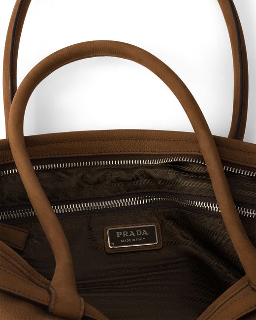 Prada Brown Bonnie Nubuck Leather Tote Bag for men
