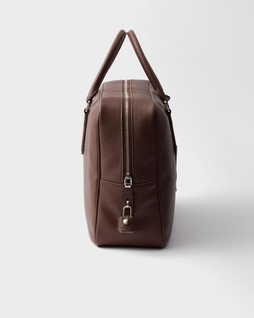 Prada Brown Leather Work Bag for men