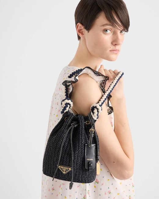 Prada White Crochet Mini Bucket Bag