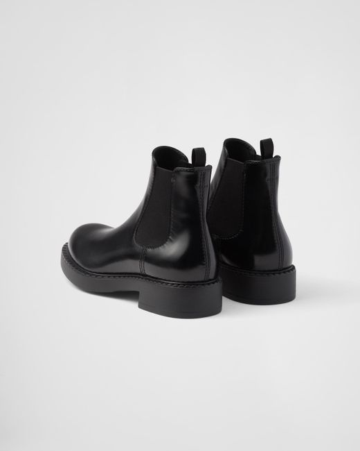 Prada Black Brushed Calf Leather Chelsea Boots for men