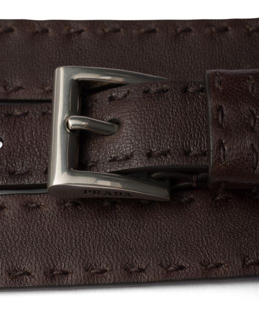 Prada White Antiqued Leather Belt