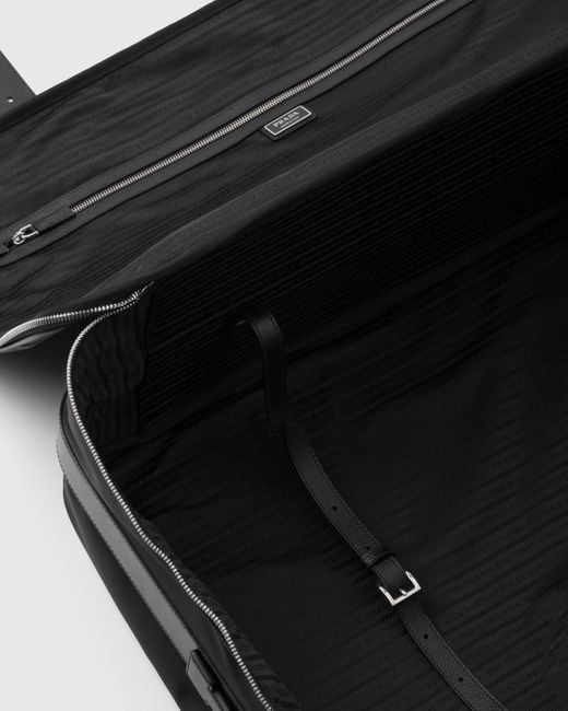 Prada Black Re-Nylon And Saffiano Leather Suitcase