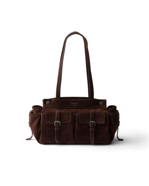 Prada Brown Medium Suede Tote Bag