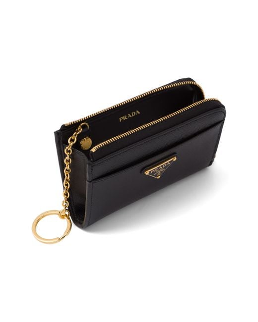Prada Black Saffiano Leather Keychain