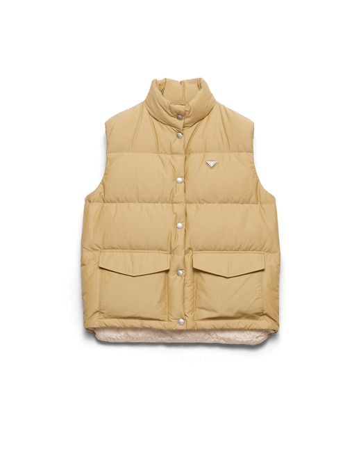 Prada Natural Triangle-Logo Technical Fabric-Down Gilet