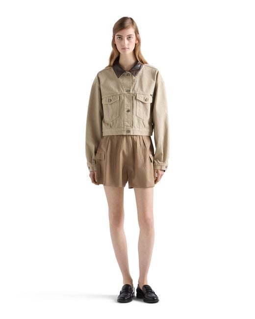 Prada Natural Cropped Old Denim Jacket