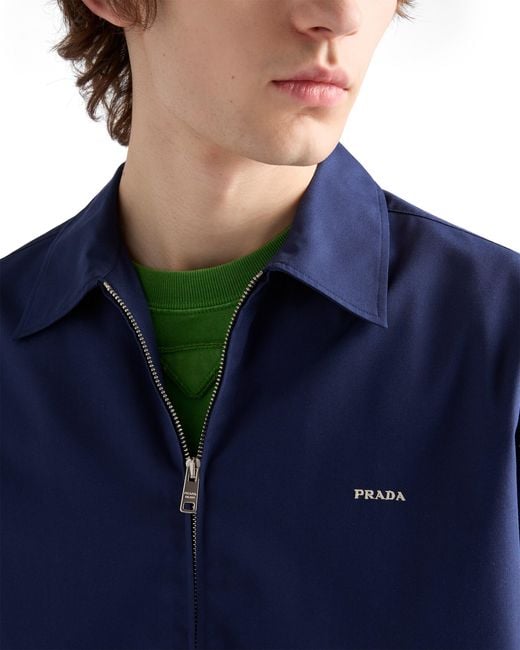 Prada Short-Sleeved Technical Cotton Shirt, Bluette for men