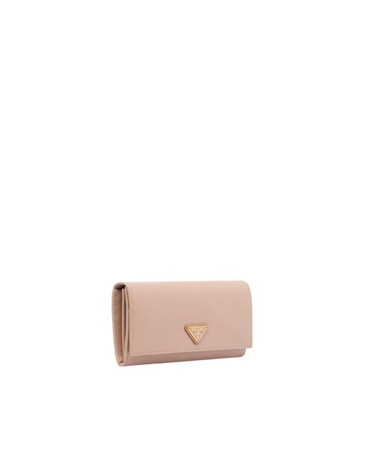 Prada White Large Saffiano Leather Wallet