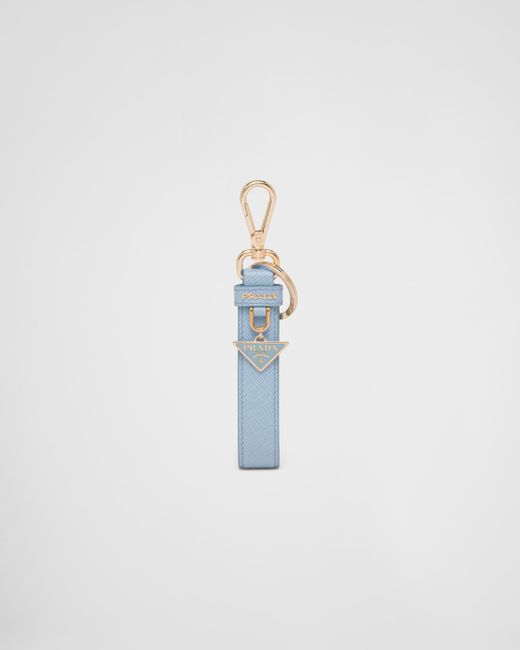 Prada Blue Saffiano Leather Keychain