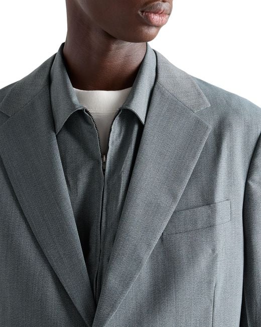 Prada Blue Wool Zipper Shirt for men