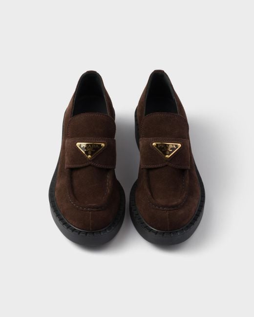 Prada Brown Chocolate Suede Loafers