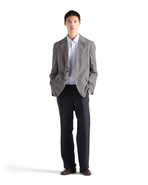 Prada Gray Single-Breasted Cotton Jacket for men